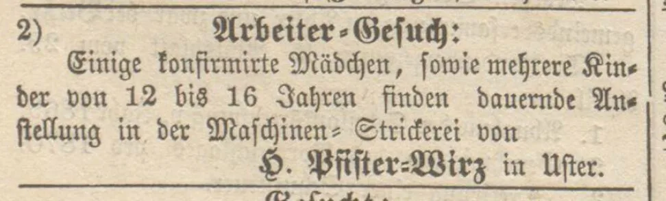 Man sieht Inserate aus dem «Anzeiger von Uster».